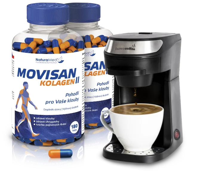 Balení movisan kolagenu 2, s novým kávovarem